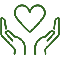 Hands holding a heart to denote the value of respect