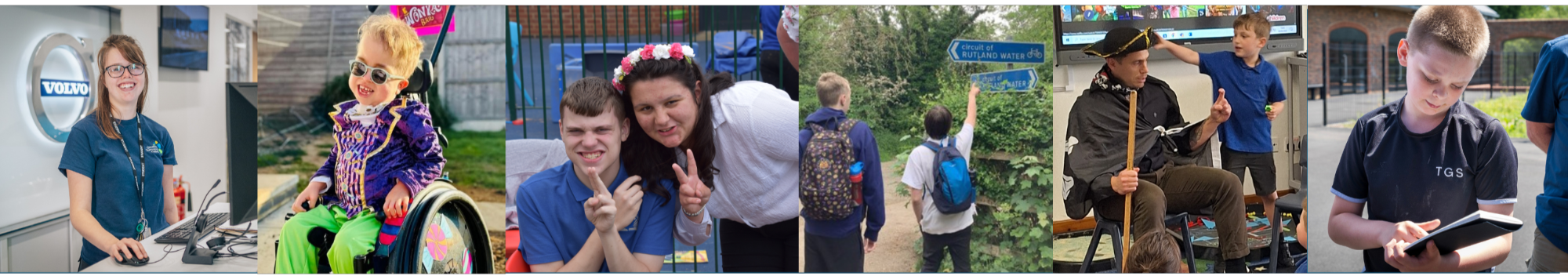 Collage of pictures of students from each school
