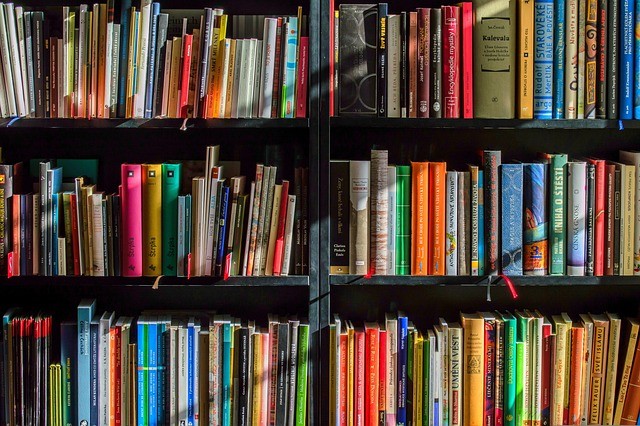 Picture  of multiple books on bookshelves