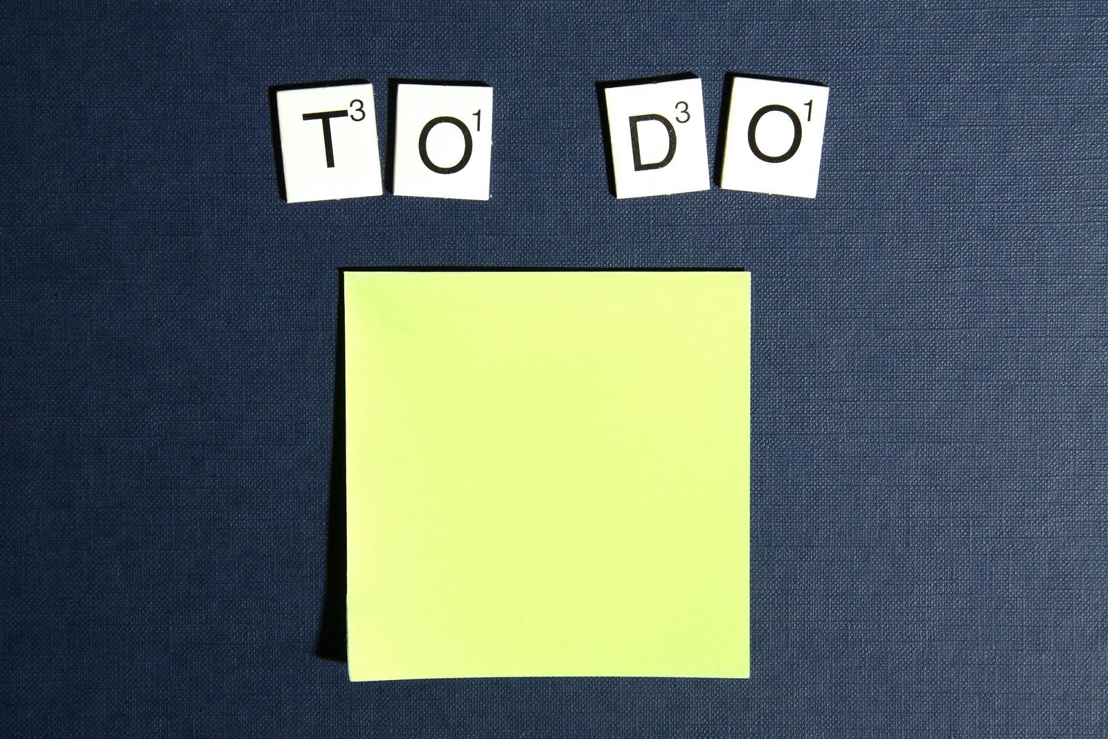 Post it note with the words To Do above it