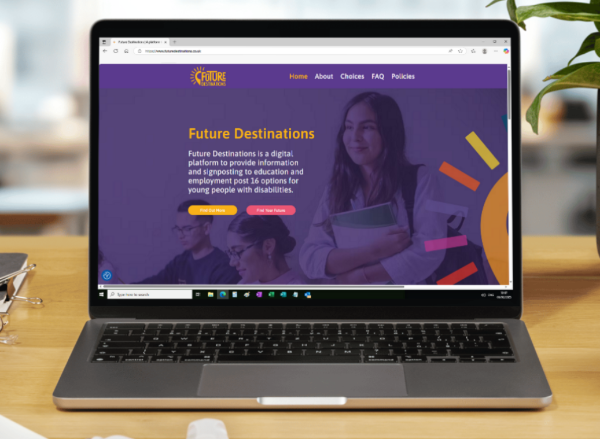 Future destinations website on a laptop